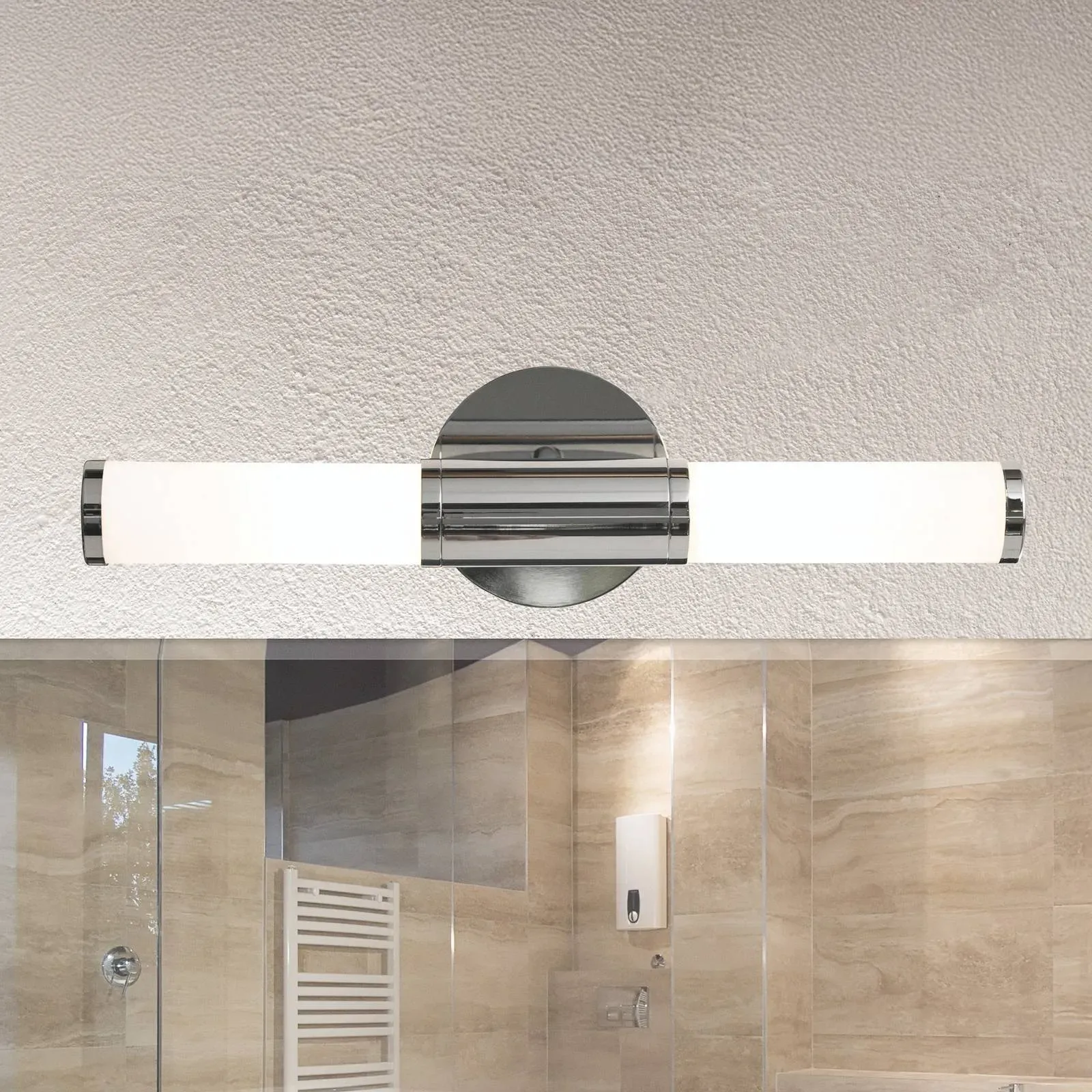 EGLO Wandlampe PALMO, dimmbar, chrom / silber, für Badezimmer, Metall, Modern, Wandleuchte, Wandlampe Bad - 46 cm - cm - cm
