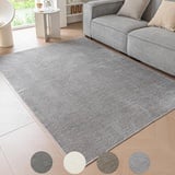 Ceneco Teppich Wohnzimmer, Chenille Kurzflor Teppich, rutschfeste Waschbare Teppich Schlafzimmer, Teppich Kurzflor Küche, Dünne Teppich Kinderzimmer, Büro, Lounge Bereich Teppiche (Grau, 140×200cm)