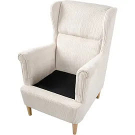 Beliani Ohrensessel ABSON Cord 68 x 95 x 73 cm Hellbeige