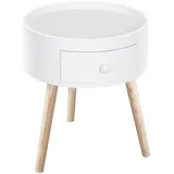 Homcom Couchtisch mit Schublade Runder bis 50 kg Belastbar Weiß 38 x 38 x 45 cm