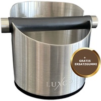 LUXCO Premium Abschlagbehälter inklusive Ersatzummantelung, Edelstahl Abklopfbehälter ideal für Espresso Siebträgermaschinen, Kaffeesatz Abschlagbox, Kaffeemaschinen Zubehör für den Barista Zuhause