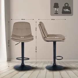 CLP Barhocker Laurel Stoff taupe/Metall matt schwarz