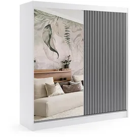 altdecor Schiebetürenschrank Vilan 200 x 215 x 61 cm Weiß/Schwarz