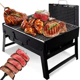 EliteHoff Holzkohlegrill, Tragbarer BBQ Grill Klappbar, Kohlegrill Edelstahl, Picknickgrill, Campinggrill zum Grillen (Klein, 35 x 27 x 20 cm)