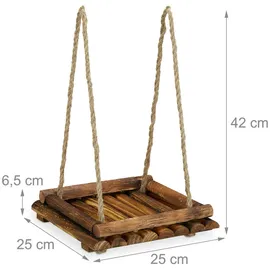 Relaxdays Vogelfutterstation Holz, Futtertisch für Wildvögel, Stellen & Hängen, Vogelfutterhaus, HBT 6,5x25x25 cm, braun