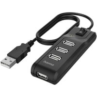 Hama 4 Port USB 2.0-Hub Schwarz