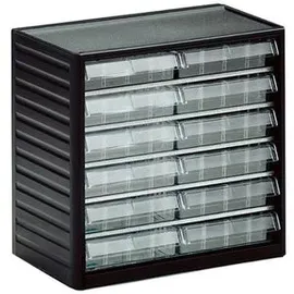 TRESTON Kleinteilemagazin Kunststoff 31 x 29 x 18 cm grau 12 Schubladen