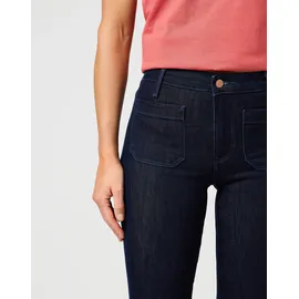 Wrangler Bootcut-Jeans "Flare", Damen, Gr. 28, Länge 34, blau (soft_moonlight), Denim/Jeans, Obermaterial: 70% Baumwolle, 29% Polyester, 1% Elasthan, ausgestellt lang, Jeans, im Retro-Design mit ausgestelltem Bein