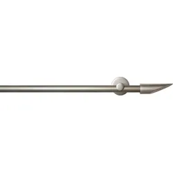 Gardinenstange GARESA "SEFRA", grau (nickelfarben), L:130cm Ø:16mm, Aluminium, Gardinenstangen, Vorhanggarnitur,Innenlaufgarnitur, verlängerbar, Endknopf Keil