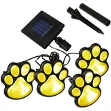 LEEMASING 4 Solar-Lichter mit Pfotenabdruck-Motiv, Gartenstatue, Laterne, LED-Wege, 7,6 cm, für Außenbereich, Garten, Weg, Landschaft, Gehweg, Hof (warmweiß)
