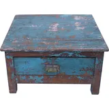 Boden Schreibpult, Truhe im Shabby Chic Look mit 1 Schublade - Modell 12, Blau, Holz, 37*52*41 cm, Schreibtische & Schreibpulte - Blau