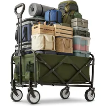 Relaxdays Bollerwagen faltbar Weiß/Dunkelgrün/Schwarz