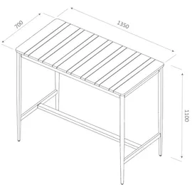 Niehoff Bartisch Luna 135 x 70 cm Teak/Grau