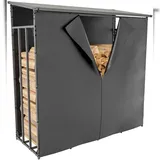 CLP Kaminholzunterstand Ruston Aluminium XL mit Abdeckplane Grau