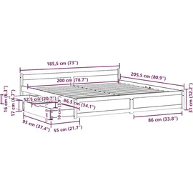 vidaXL Massivholzbett 180 x 200 cm Weiß
