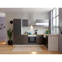 Respekta Winkelküche Hamm L-Form 280 x 172 cm E-Geräte Einbaukühl-/Gefrierkombination grau/weiß