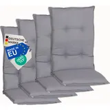 NYVI Gartenstuhl Auflagen Hochlehner 4er Set Barcelona - UV-Beständig, Atmungsaktiv, Strapazierfähig - Hochlehnerauflagen Sitzkissen Outdoor - Sitzauflagen für Gartenstühle 118x50cm Mittelgrau