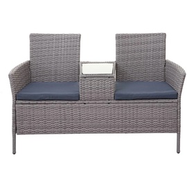 Mendler HWC-E24 132 x 55 x 84 cm grau/dunkelgrau inkl. Tisch