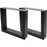 Mendler 2er-Set Tischbein HWC-H33, für Couchtisch Sitzbank Tischgestell Tischkufe, Industrial 37x40cm - schwarz