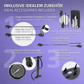 ECD Germany SUP Board Aufblasbar 305 x 82 x 15 cm schwarz
