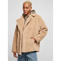 URBAN CLASSICS Damen Lapel Teddy Jacket in beige Größe S