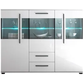 Lomadox Highboard 160 x 126 x 42 cm Weiß
