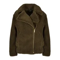 URBAN CLASSICS Ladies Sherpa Biker Jacket in Olive, S