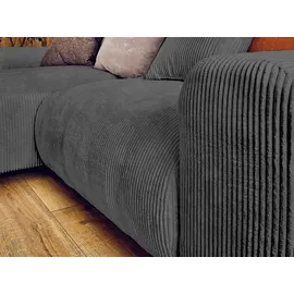 best mobilier Lisa Design Garance ecksofa beidseitig montierbar - 4-sitzer aus cord – dunkelgrau