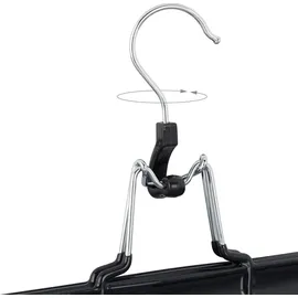 Relaxdays Hosenbügel Metall 10er Set, 360° drehbarer Haken, fest schließend, Rockbügel, gummierte Klemmen, 26cm, schwarz