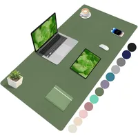Niviy Schreibtischunterlage,XXL Mauspad,Büro Organizer Schreibtischmatte Rutschfester PU Leder Tischunterlage,Wasserdichter Office Mousepad für Büro,Home und Laptop 120X60cm Olivgrün