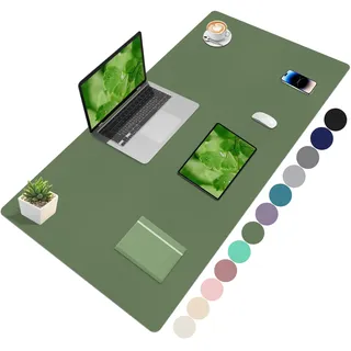 Niviy Schreibtischunterlage,XXL Mauspad,Büro Organizer Schreibtischmatte Rutschfester PU Leder Tischunterlage,Wasserdichter Office Mousepad für Büro,Home und Laptop 120X60cm Olivgrün