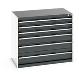 bott cubio Schubladenschrank, Schubladen 3x100 + 2x150 x 1x200 mm, TK je 75 kg, Breite 1.050 mm, anthrazitgrau