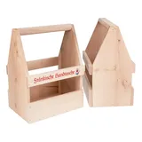 Holz Frank Flaschenträger Holz Bierträger „Fränkische Handtasche“ FSC® Erle für 6 Flaschen beige