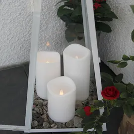 MARELIDA LED Kerzenset Paul - flackernde LED - Batteriebetrieb - Timer Fernbedienung für Außen 3er Set