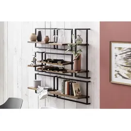 SIT Möbel Panama Wandregal-Set 120 x 25 x 110 cm Antikschwarz / Mango