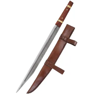 Battle-Merchant Sax von Beagnoth mit Scheide aus Leder | Erwachsenen Wikingerschwert | Gravierte Nachbildung des Themsenschwerts