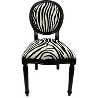 Casa Padrino Luxus Barock Esszimmer Stuhl Zebra / Schwarz - Handgefertigter Antik Stil Stuhl mit edlem Samtstoff - Esszimmer Möbel im Barockstil - Barock Möbel - Barock Einrichtung