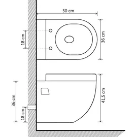 vidaXL Wand-WC mit WC-Sitz Schwarz
