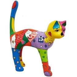 Casa Padrino Dekofigur Katze Bunt H. 110 cm - Wetterbeständige Deko Skulptur - Wohnzimmer Deko - Garten Deko - Deko Tierfigur
