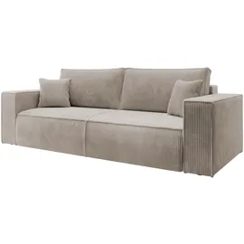 Selsey Schlafsofa Mit Schlaffunktion Pflegeleicht Polyurethanschaum Kordsamt Weich beige , Maße (cm): B: 257 H: 85