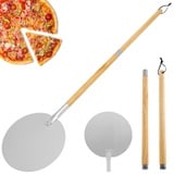 Fyeme Pizzaschieber Perforierte Pizzaschaufel Langer Stiel 127 CM Pizza Peel mit Verbrühungshemmend Griff für Liebhaber des hausgemachten Backens wie Pizza Brot