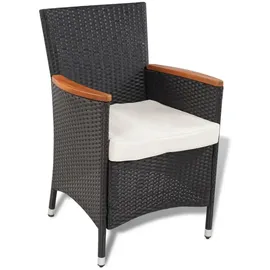 vidaXL Polyrattan Set 5-tlg. schwarz/creme