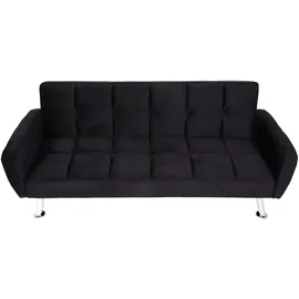 Mendler Schlafcouch Samt 2-Sitzer Schwarz