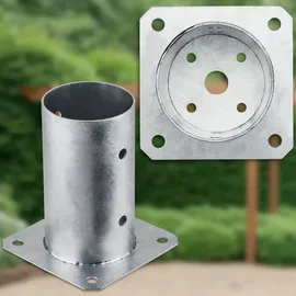 SOTech Pfostenträger Bodenanker zum Aufschrauben rund Ø 80 mm feuerverzinkt,