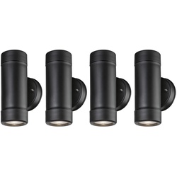 4x UP Down Außen Wand Lampen Fassaden Garten Terrassen Beleuchtung Leuchten IP 44 Schwarz Veranda Hof Weg