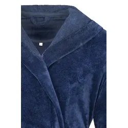 Bademantel BUGATTI Gr. L, blau (dunkelblau), L, 50% Baumwolle, 50% Polyester, Hausmäntel, in einem sportiven Style aus Microfasern