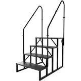 RV-Trittleiter, Whirlpool-Stufen mit Handlauf, tragbare Poolleiter, 660 lbs strapazierfähige Leiterablage, Mobile Außentreppe für Wohnmobile, Veranden, SPA-Pools (4 Stufen mit 2 Handläufen)