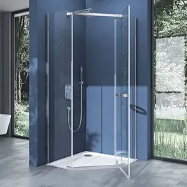 doporro Fünfeckdusche Duschkabine 90x90x195 Duschabtrennung ESG-Sicherheitsglas Klarglas inkl. Easy-Clean-Beschichtung Rav08K