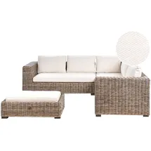 Beliani Garten Ecksofa mit Ottomane 5-Sitzer RINELLA Rattan Grau