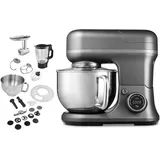 MEDION Küchenmaschine (Mixer, Fleischwolf, 3 in 1, 5 Liter Edelstahlschüssel, 1.200 Watt, Reiben Raspeln Schneiden, Digitales Touch Display, Knetmaschine, Teigmaschine, MD18430) Titan